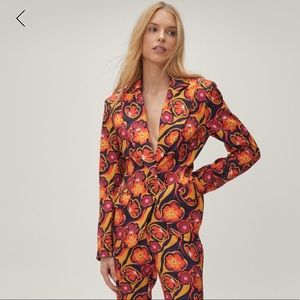 Retro Floral Print Suit